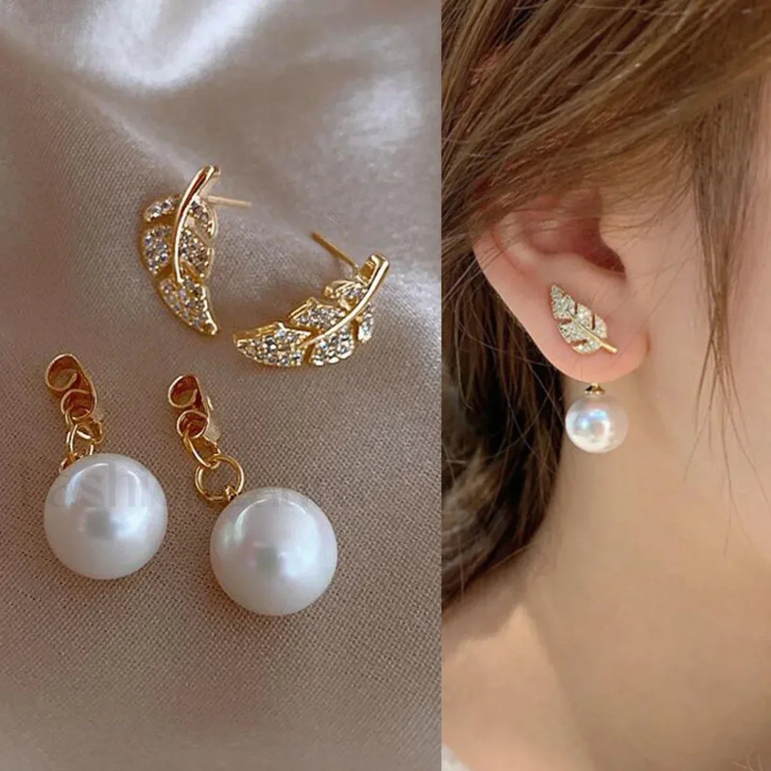 Bright Crystal Luxury Korean Unusual Claw Stud Irregular Pearl Earring 8