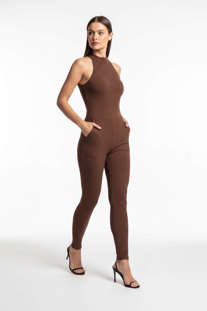 Elegant Black Jumpsuit for Women with Tailored Fit and Pockets