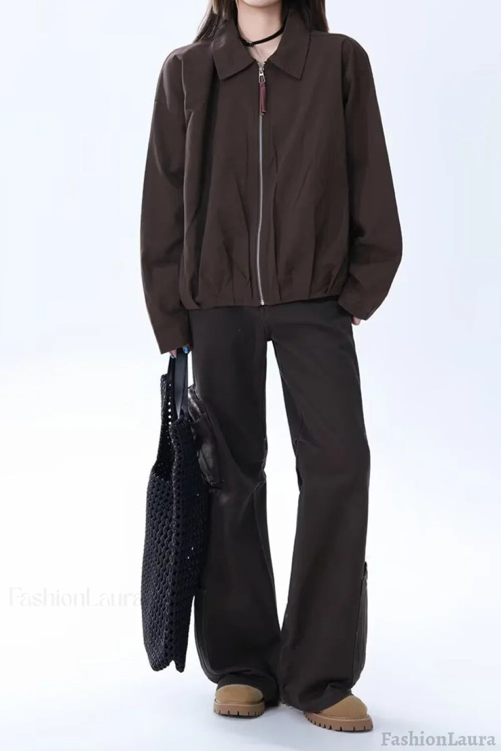 Brown Faux Leather Relaxed Jacket