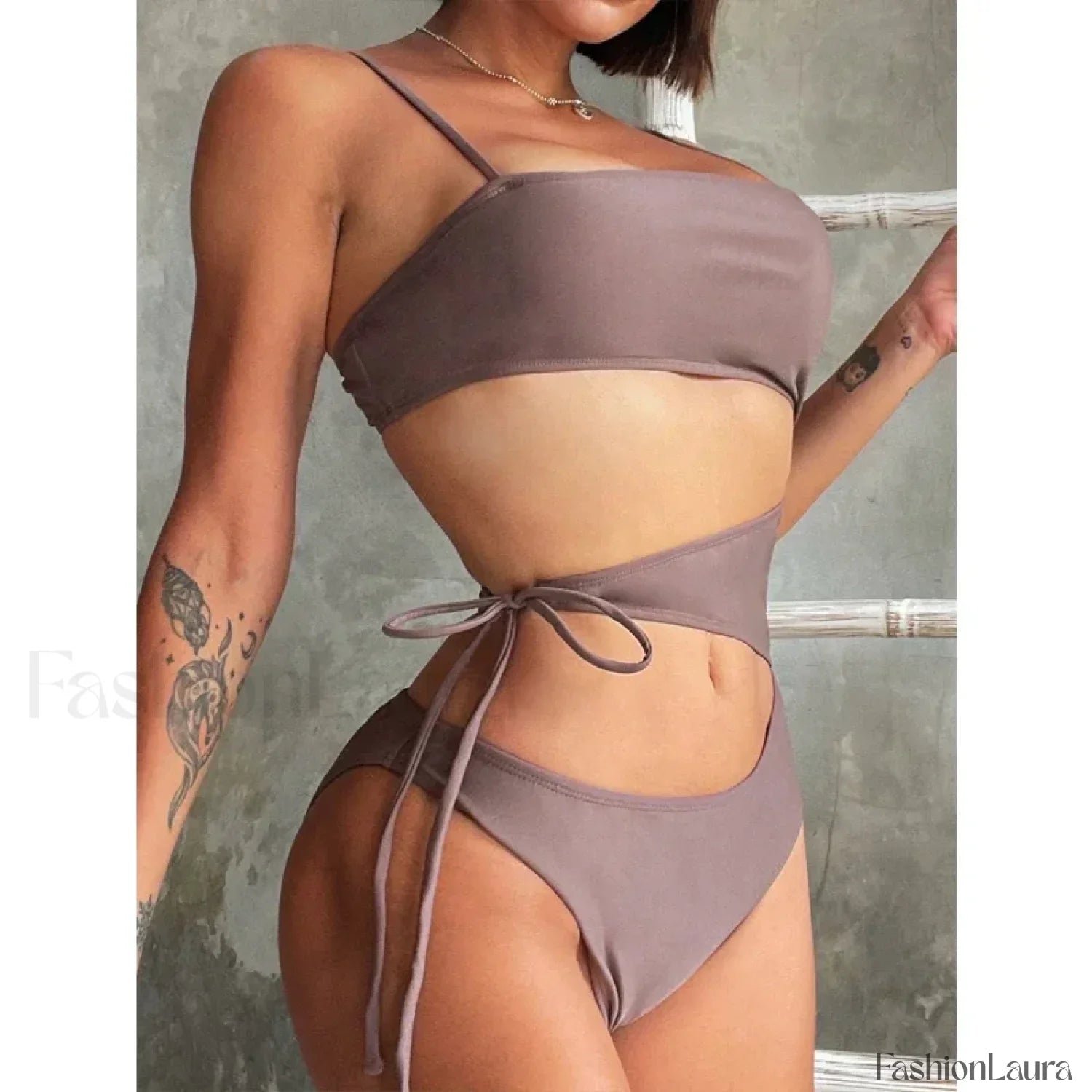 Brown High Cut One Piece