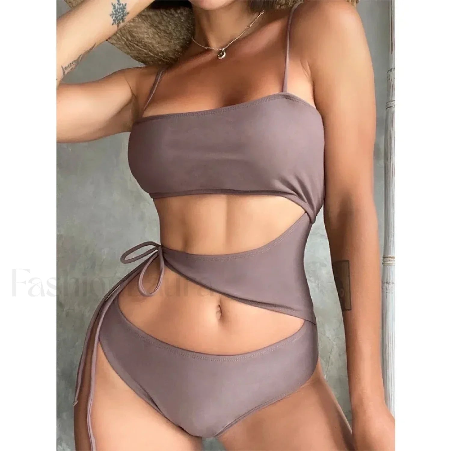 Brown High Cut One Piece
