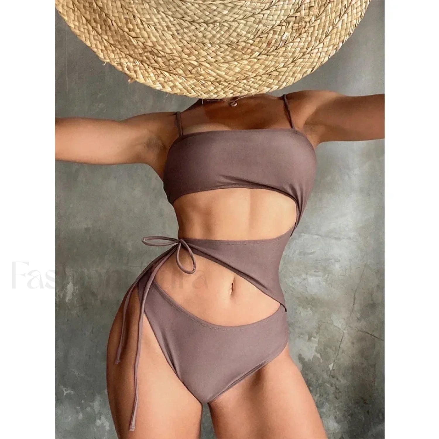 Brown High Cut One Piece