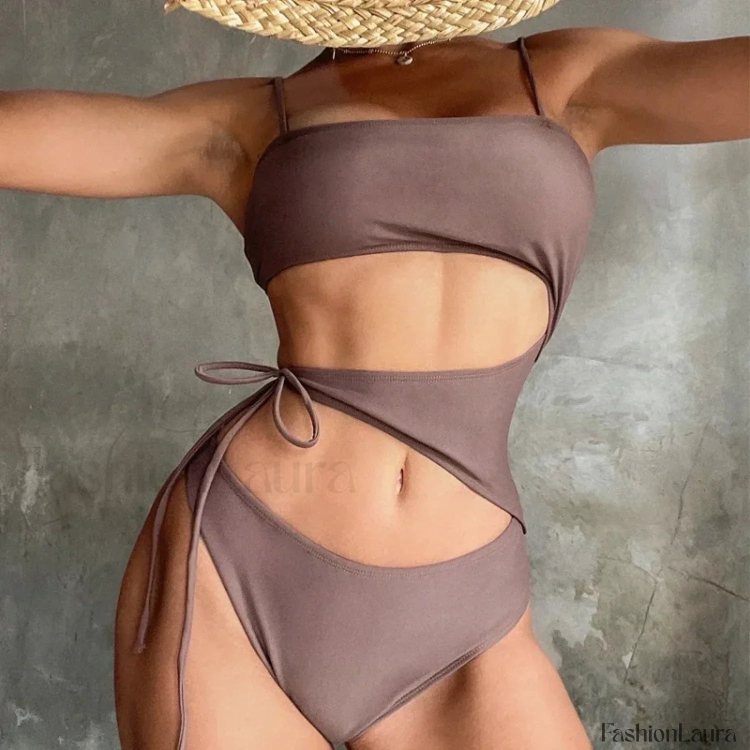 Brown High Cut One Piece