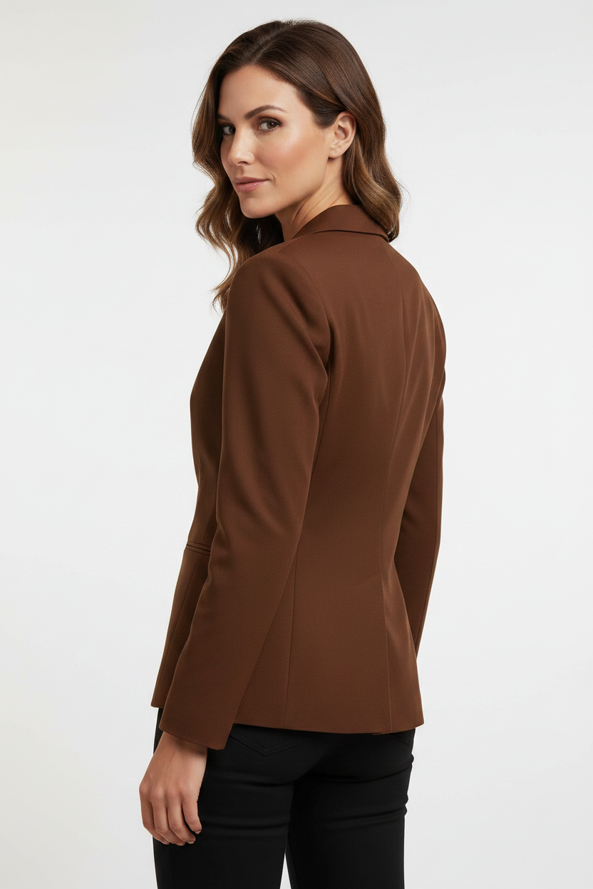 Elegant Tailored Slim Fit Blazer with Padded Shoulders & Pocket Detail
