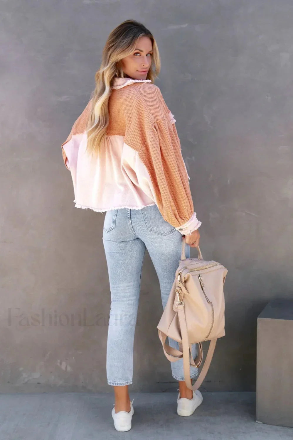 Brushed Waffle Long Sleeve Coat