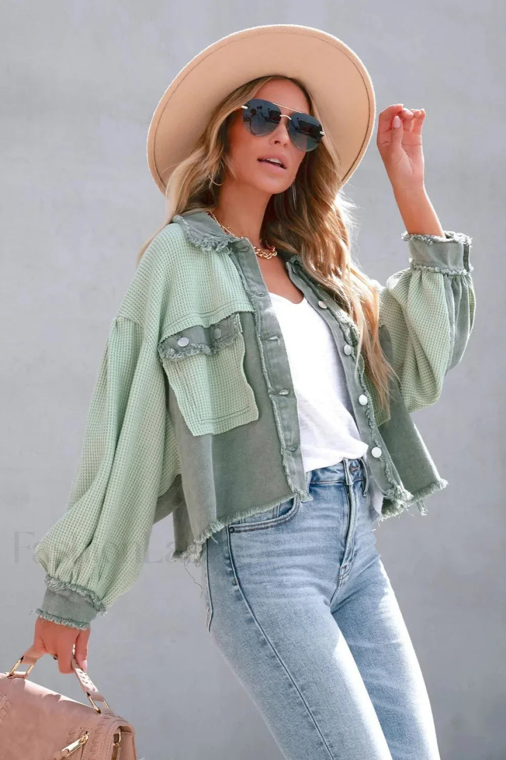 Brushed Waffle Long Sleeve Coat