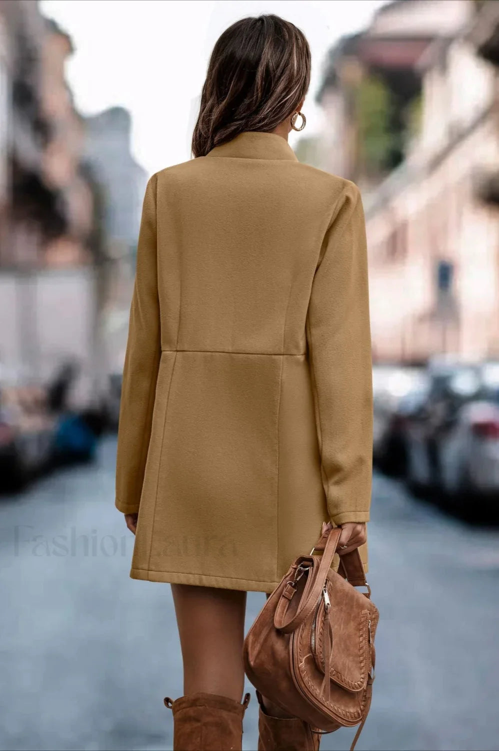 Brushed Wool Solid Long Sleeve Coat Yellow / S coats