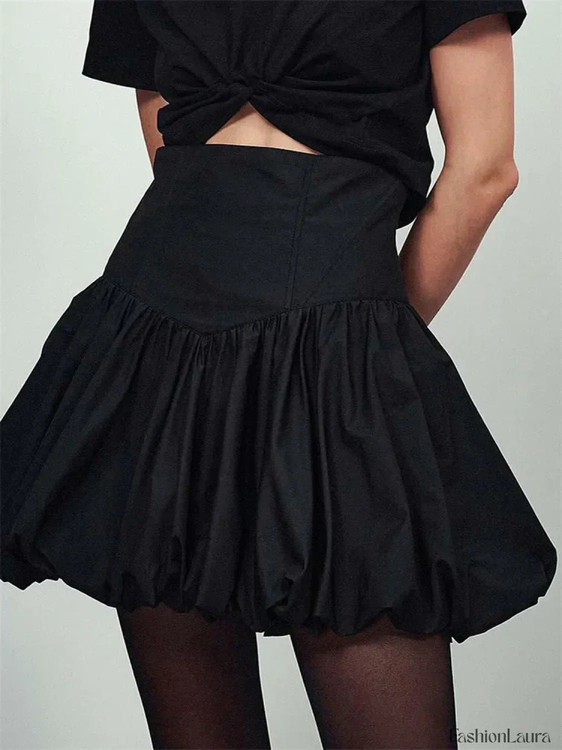 Bubble Hem Ruched Mini Skirt