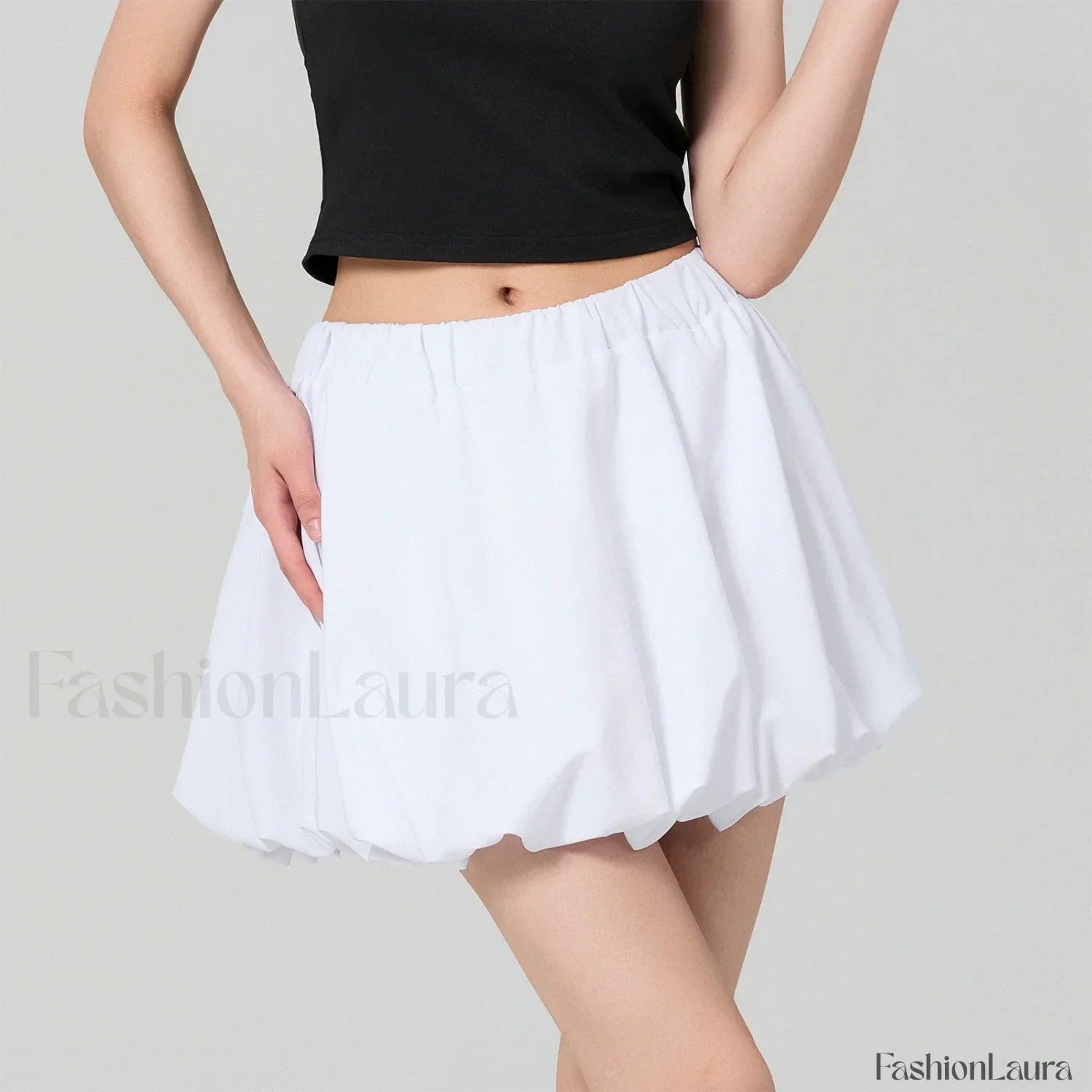 Bubble Plaid Elastic Mini Skirt