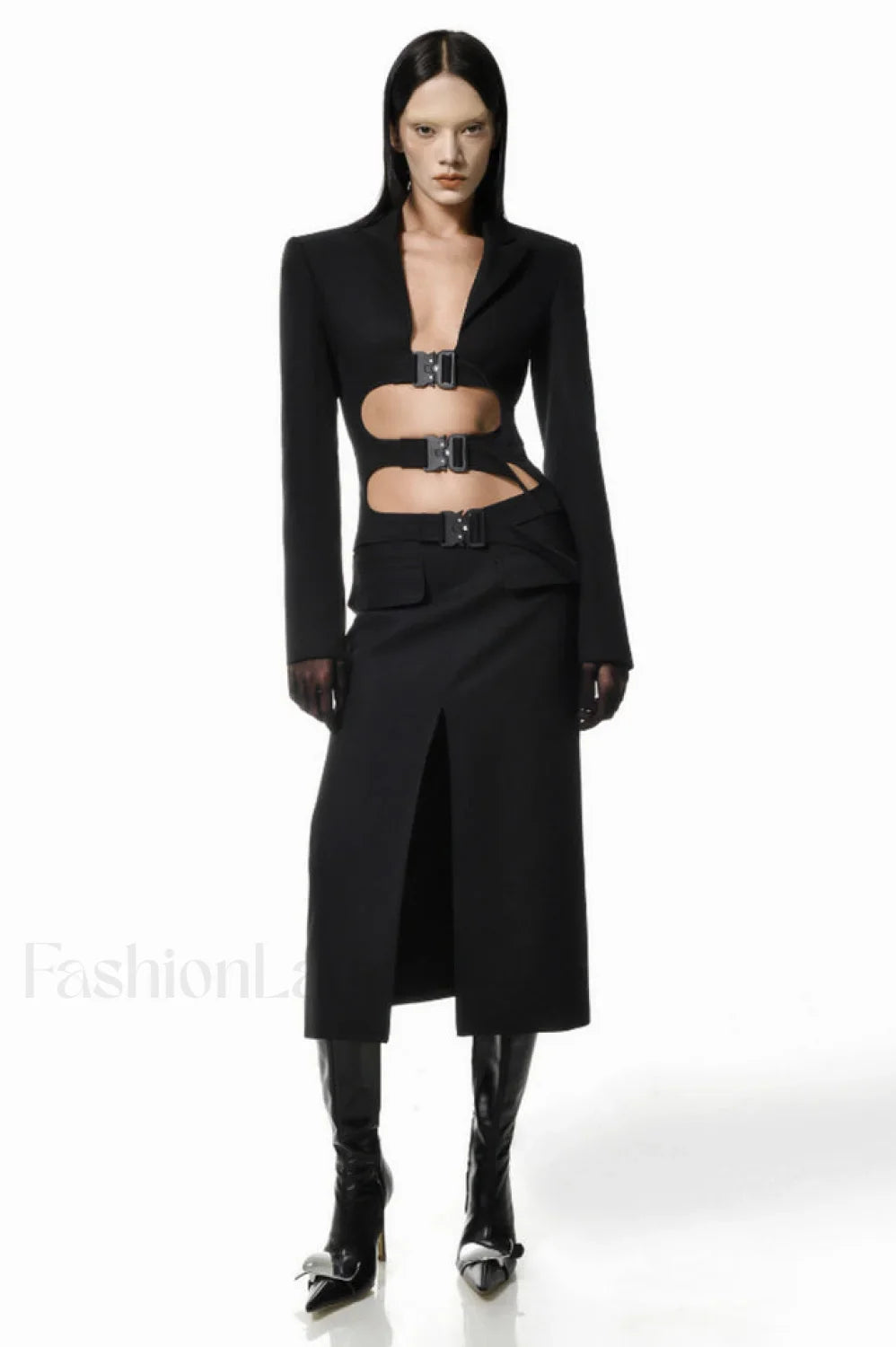 Buckle Detail Top Charming + Skirt Set