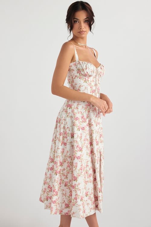 Cecilia Elegant Bustier Summer Dress with Print for Women