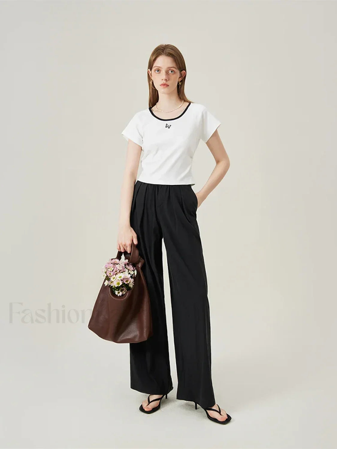 Butterfly Embroidered Raglan Sleeve T-Shirt