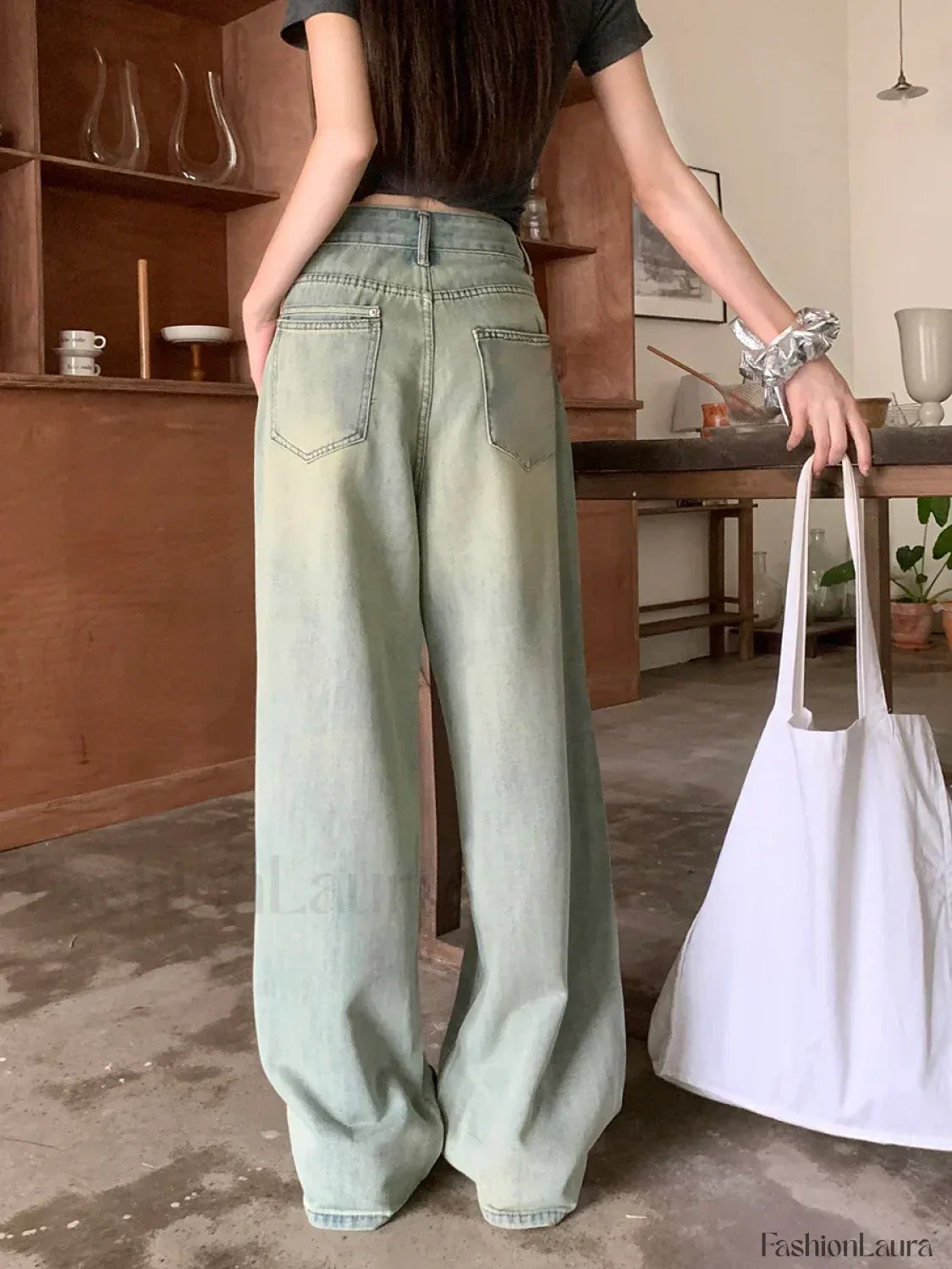 Butterfly Hot Diamond Wide-leg Vintage Jeans