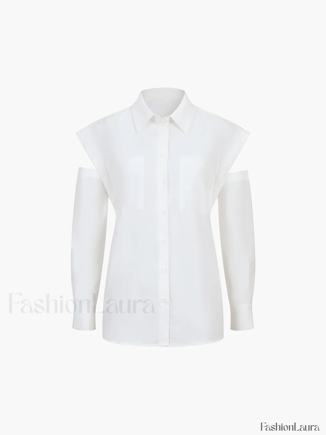 Button Down Cutout Trendy Long Sleeve Shirt