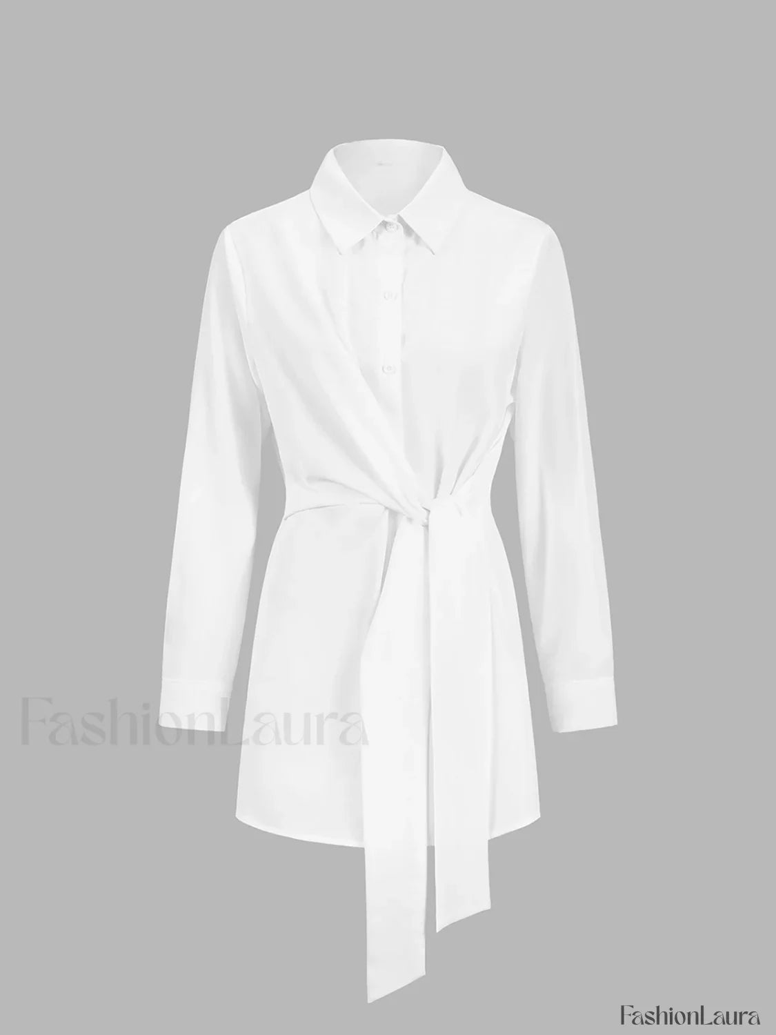 Button Down Graceful Tied Long Shirt