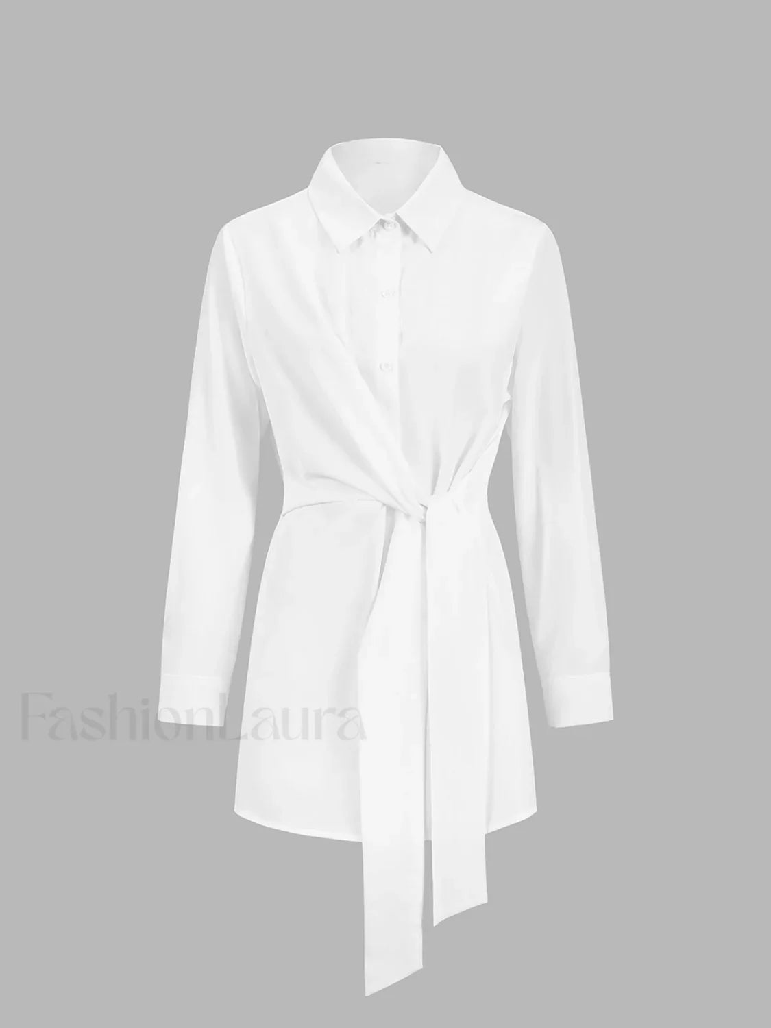 Button Down Graceful Tied Long Shirt