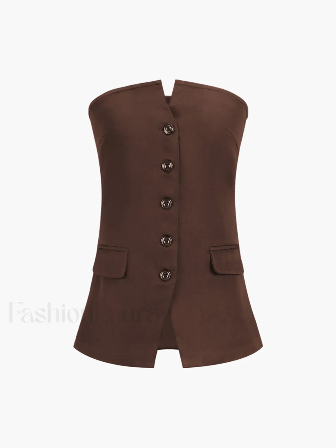 Button Down Graceful Tube Top