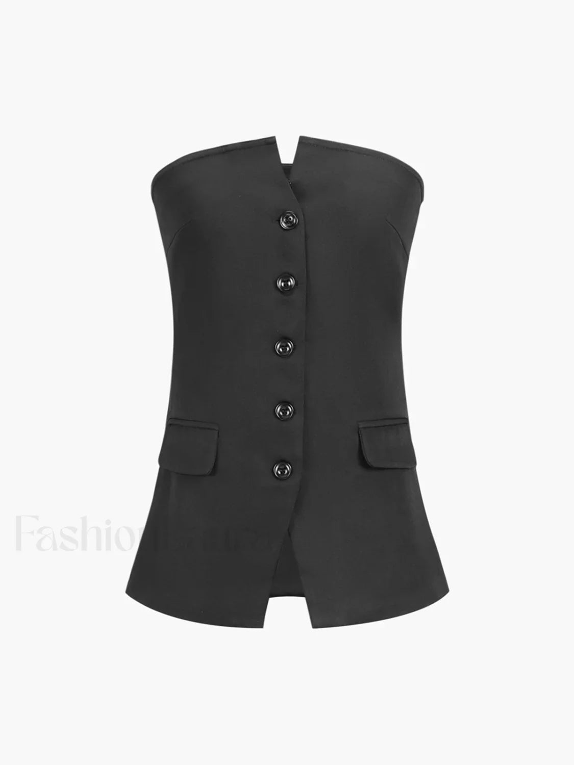 Button Down Graceful Tube Top