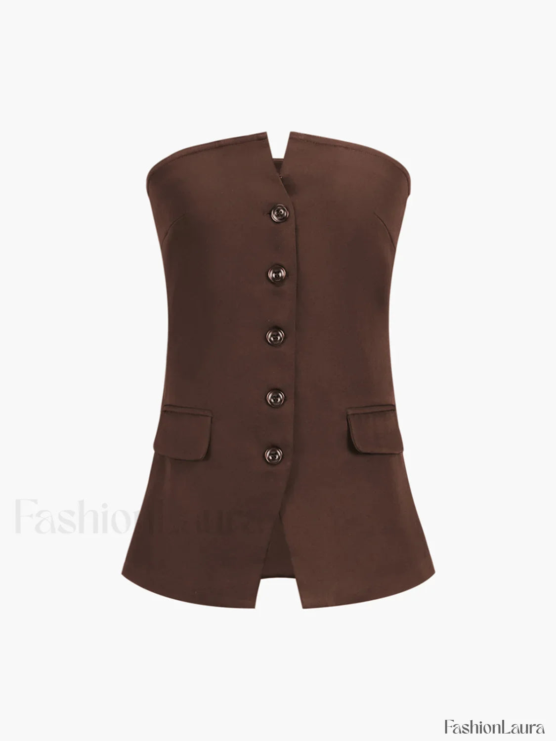 Button Down Graceful Tube Top