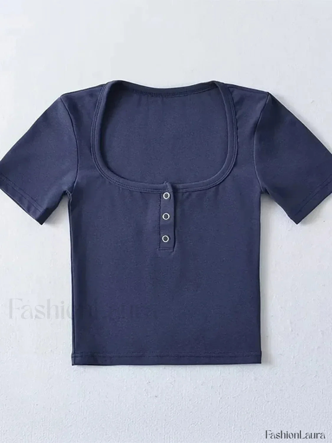 Button Front Short-Sleeved Crop Top