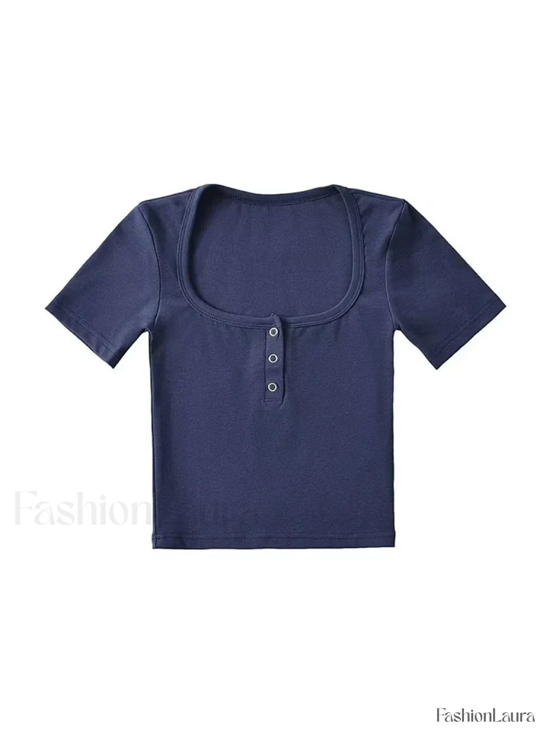 Button Front Short-Sleeved Crop Top