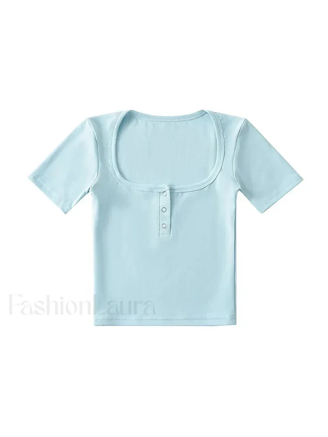 Button Front Short-Sleeved Crop Top