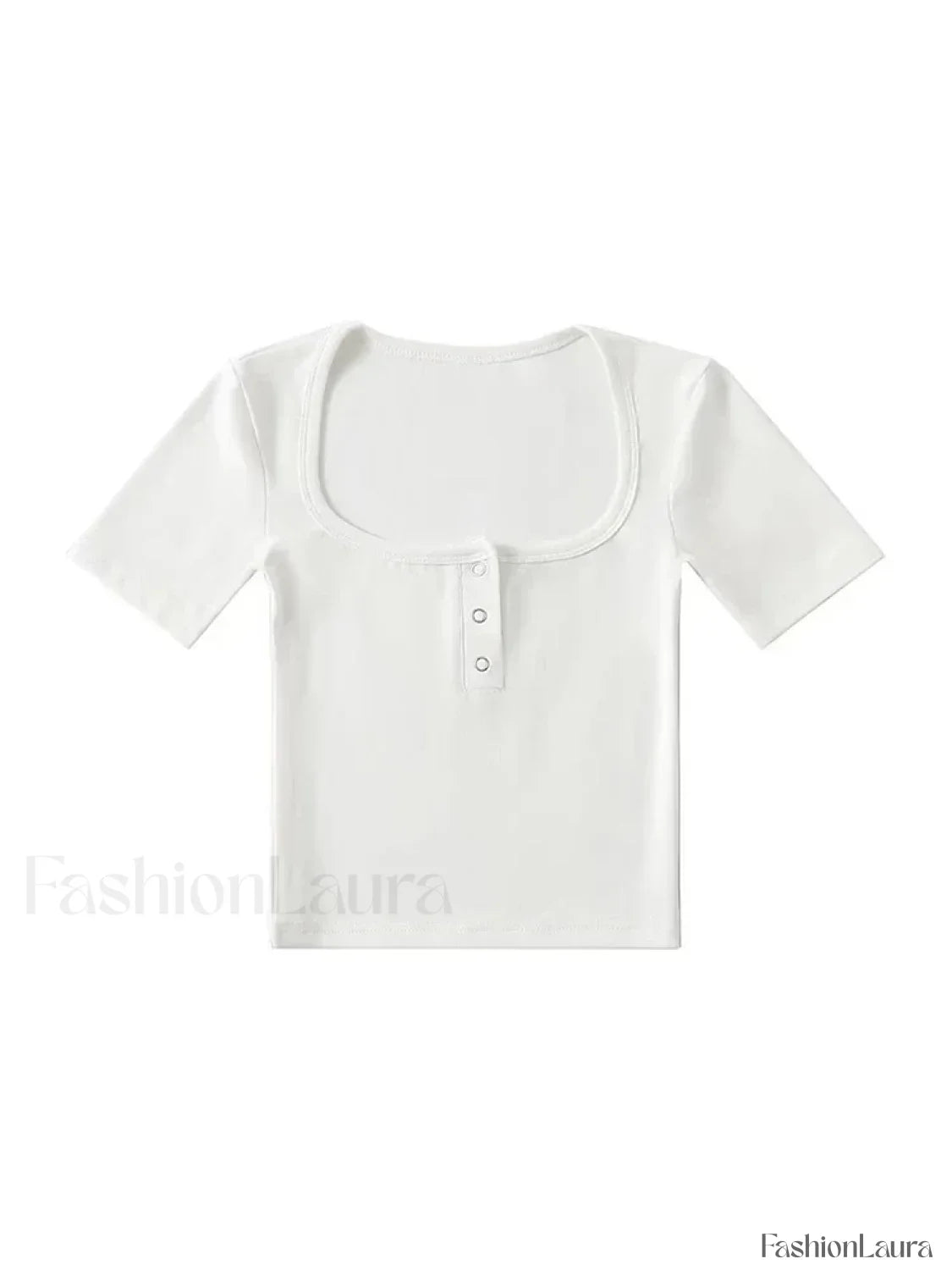 Button Front Short-Sleeved Crop Top
