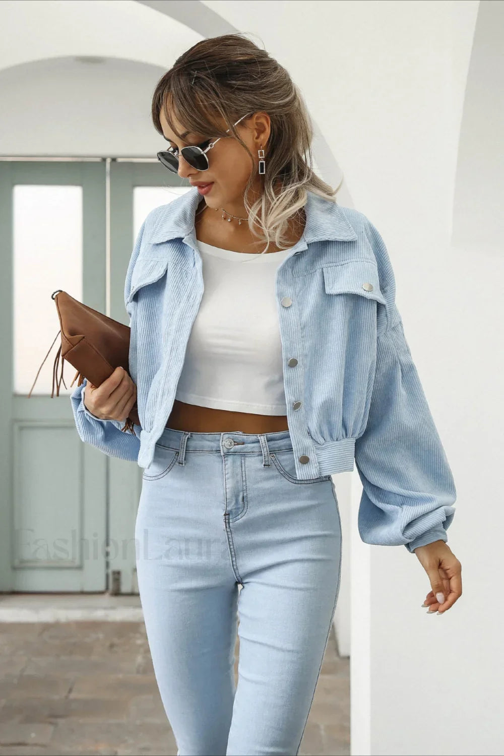 Button Up Corduroy Short Jacket