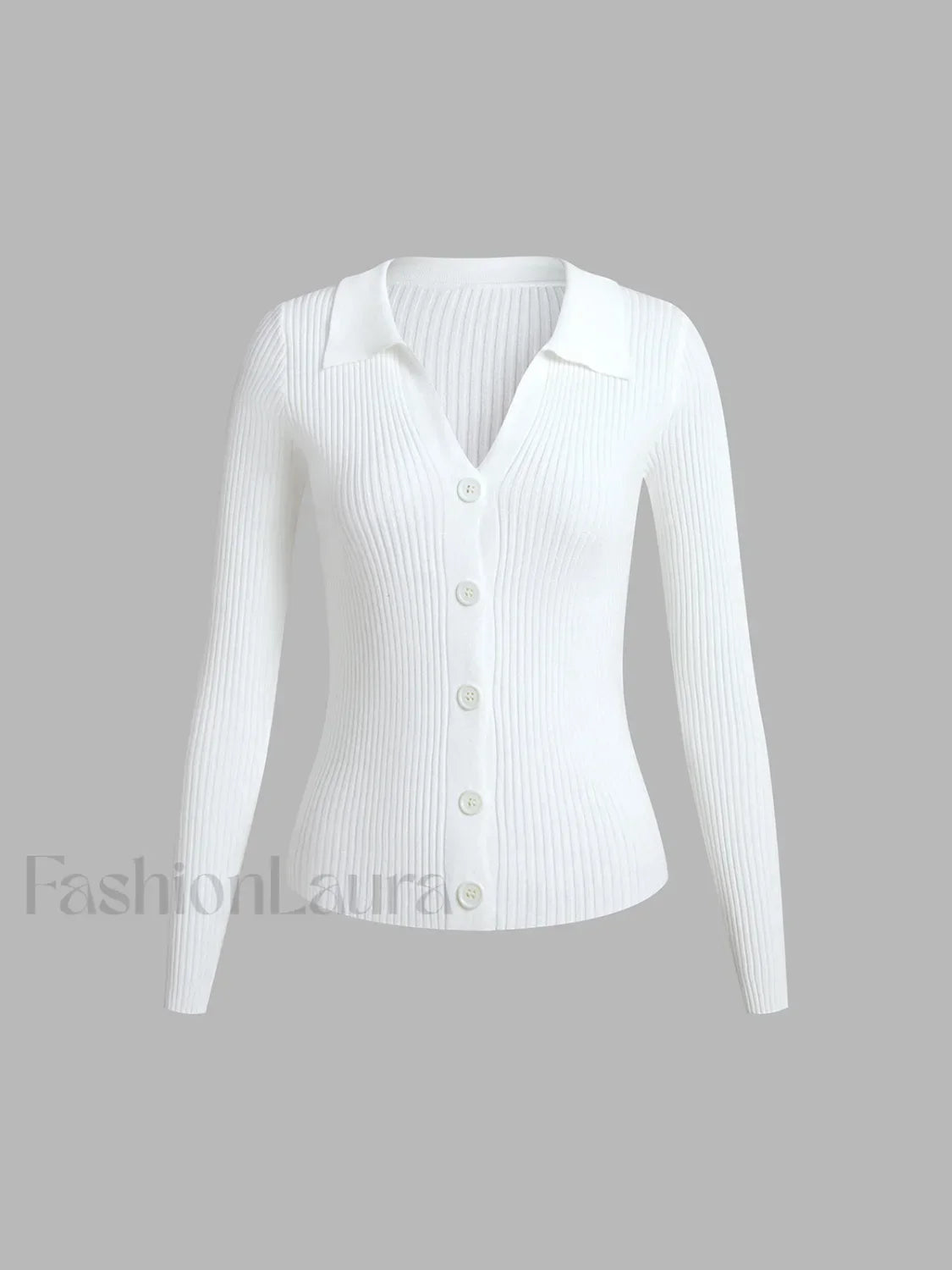 Button Up Graceful Collared Cardigan