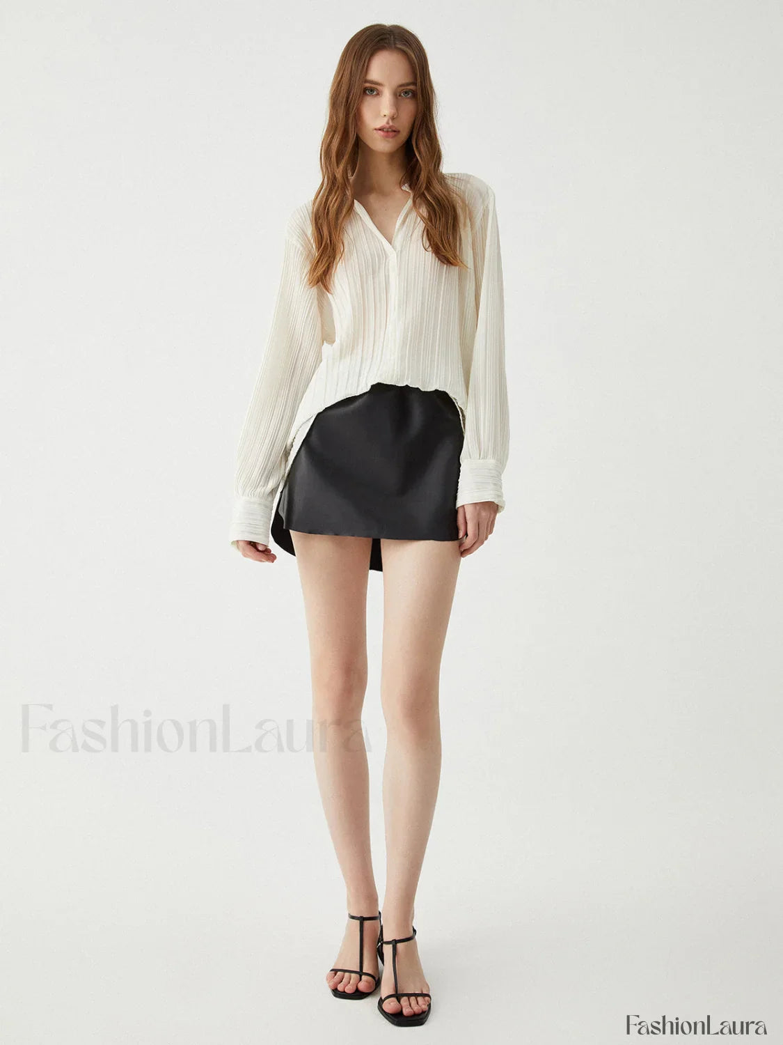 Button Up Graceful V-neck Shirt