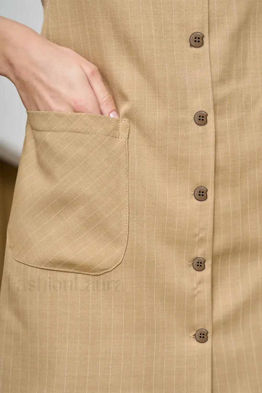 Buttoned Tie Sleeveless Round Neck Work Dress