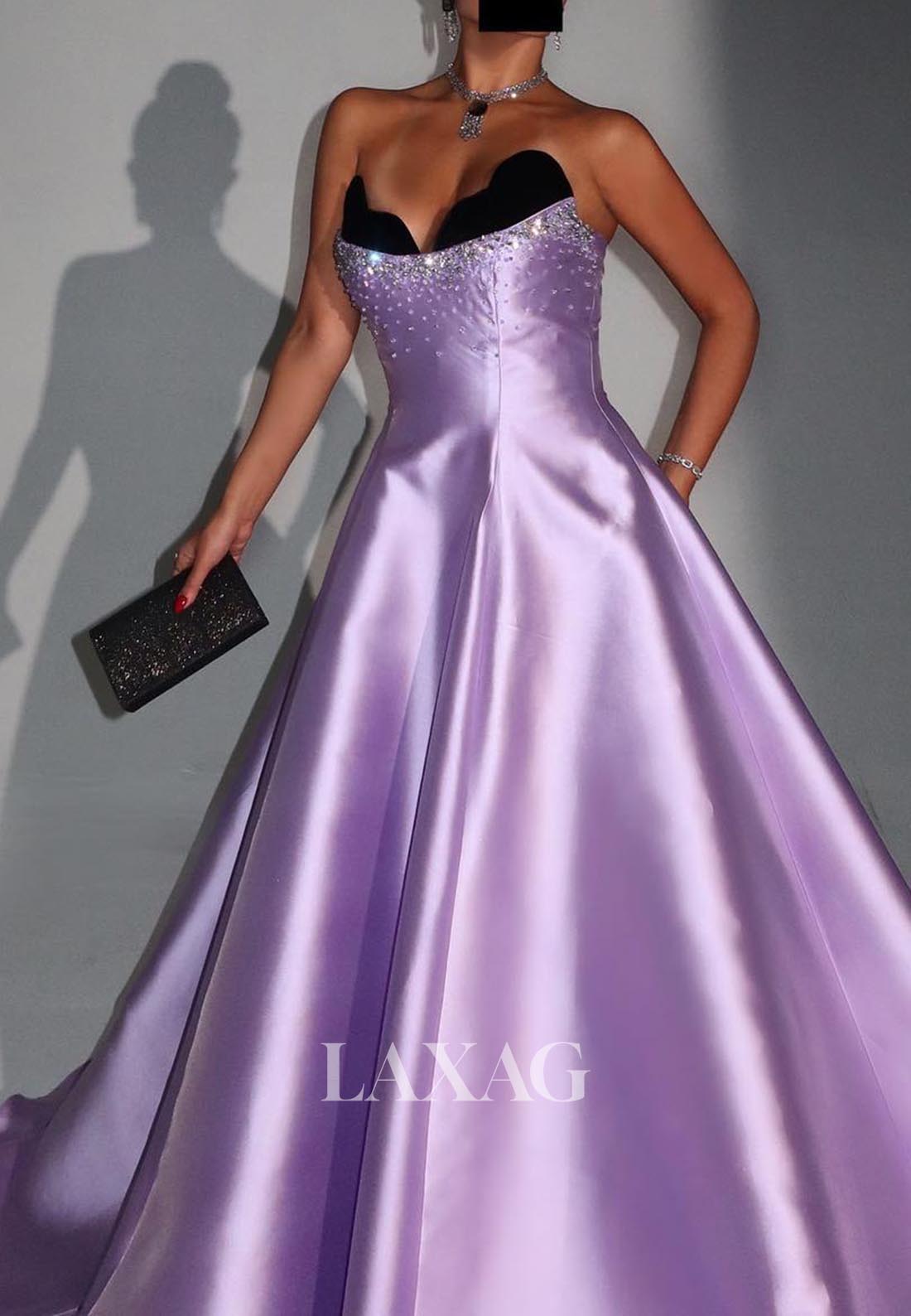 Sweetheart Off-Shoulder Sleeveless A-Line Formal Dress Beaded Satin A-Line Evening Gowns