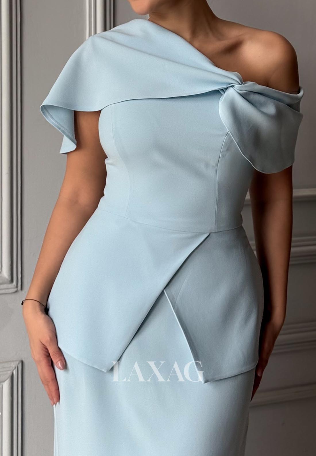 Asymmetrical-Neck Sleeveless Fitted Evening Dress Off-Shoulder Pleated Floor-Length Satin Formal Gowns
