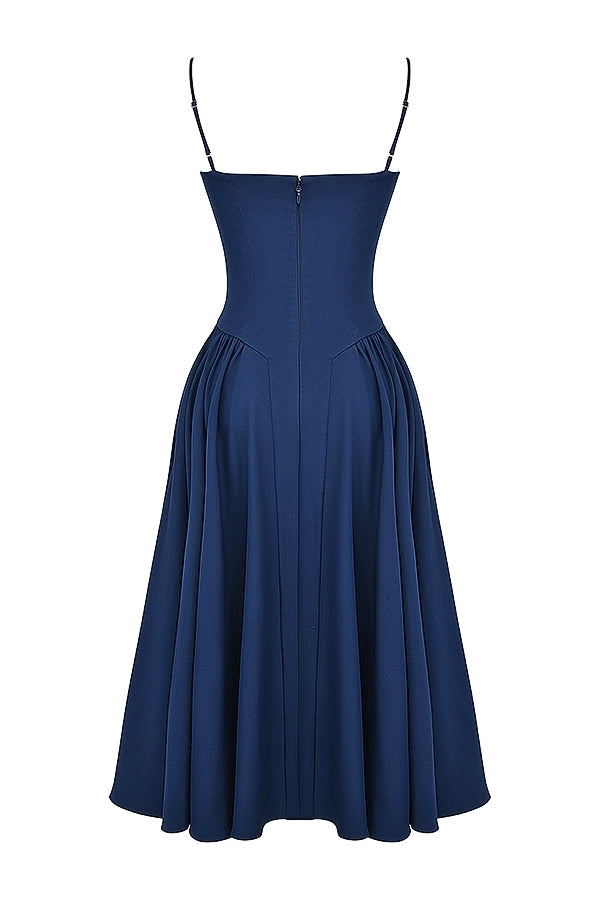 Underwire Sweetheart Corset Cami Drop Waist Full Skirt Midi Dress 15