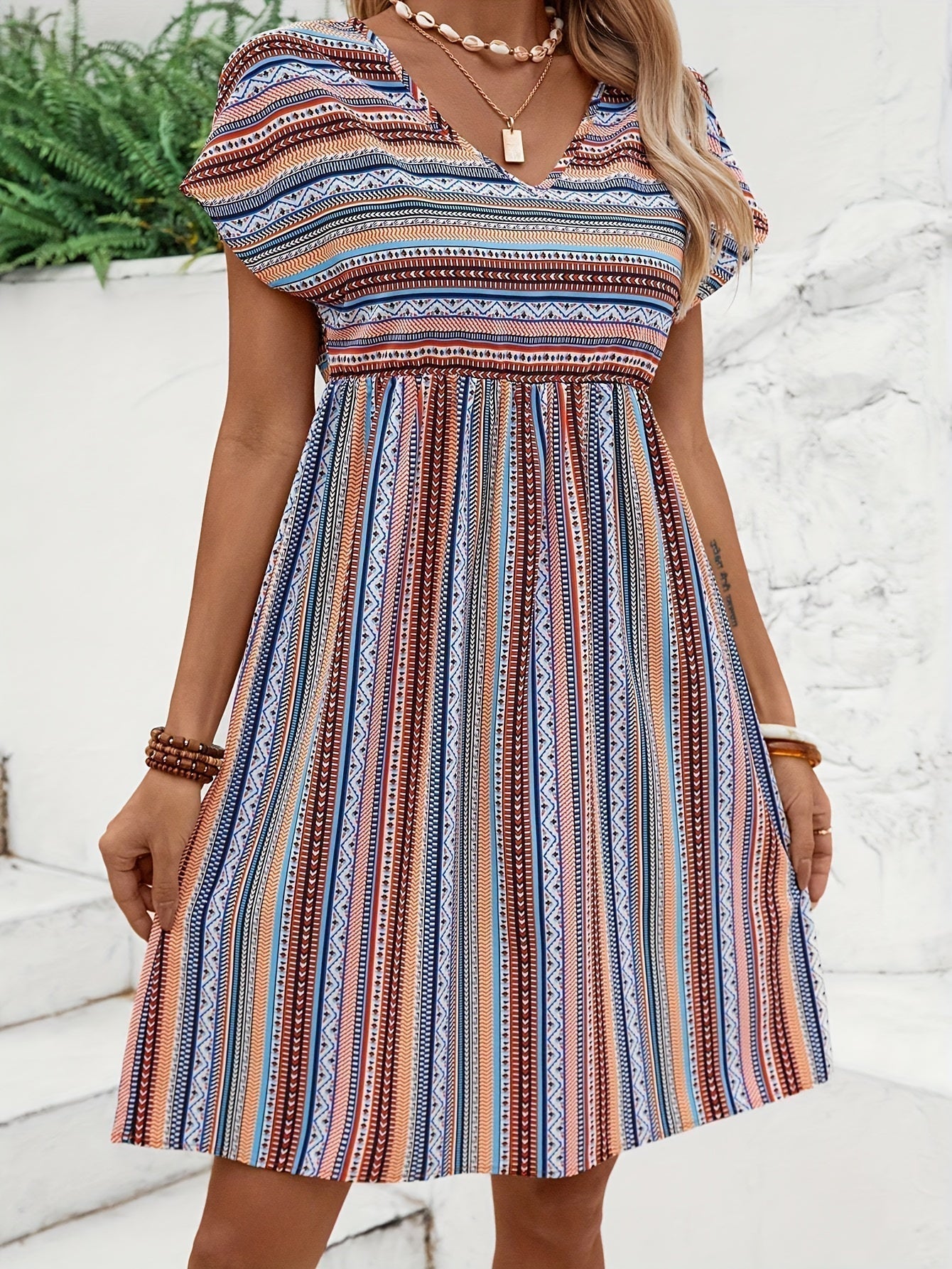 Agnesâ„?- Striped Boho Style Dress