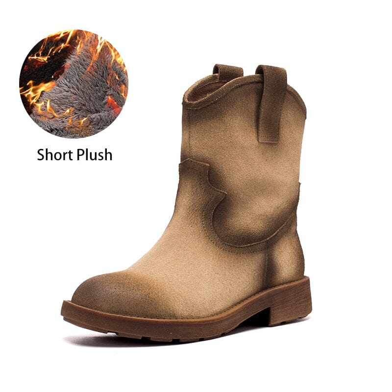 Matte��Leather Western Boots Handmade Cowboy Boots Gradient Colors in Brown/Apricot