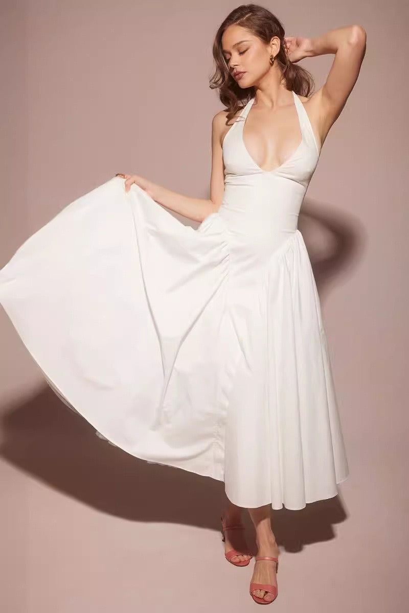 Draped Edition Halter Maxi Party Dress