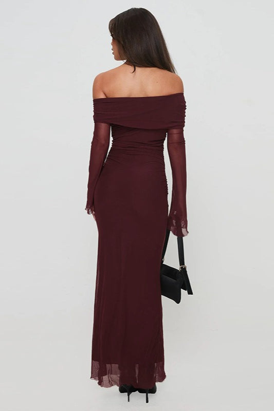 One Shoulder Mesh Maxi Dress 3