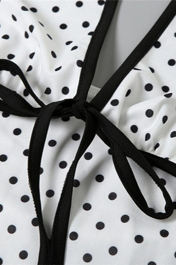 Floral Edition Print Polka Dot Backless Tie Maxi Dress
