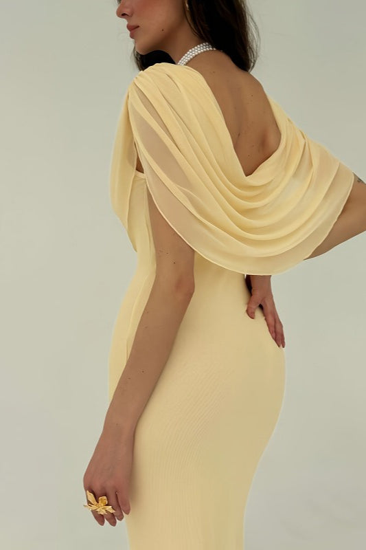Cowl Neck Sleeveless Bodycon Formal Maxi Dress