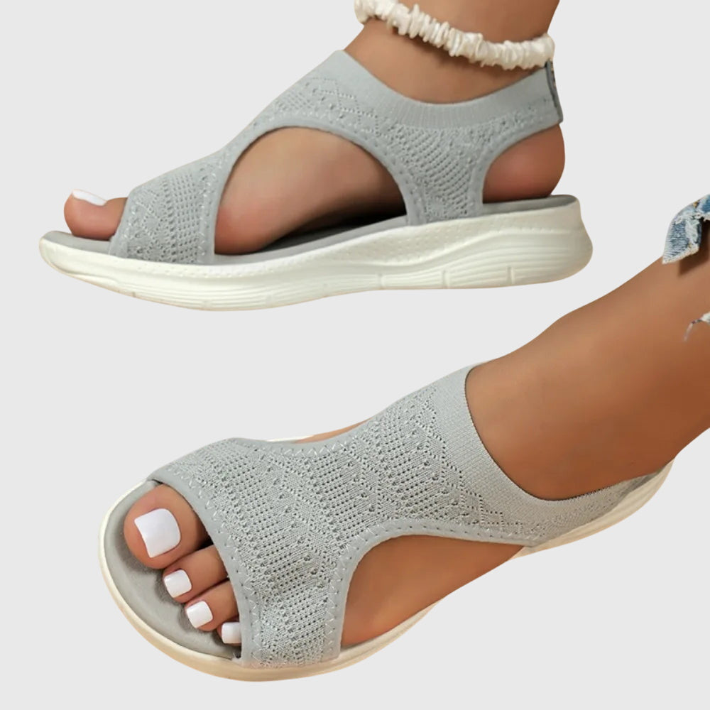 Knit Open Toe Cut Out Slingback Platform Sandals