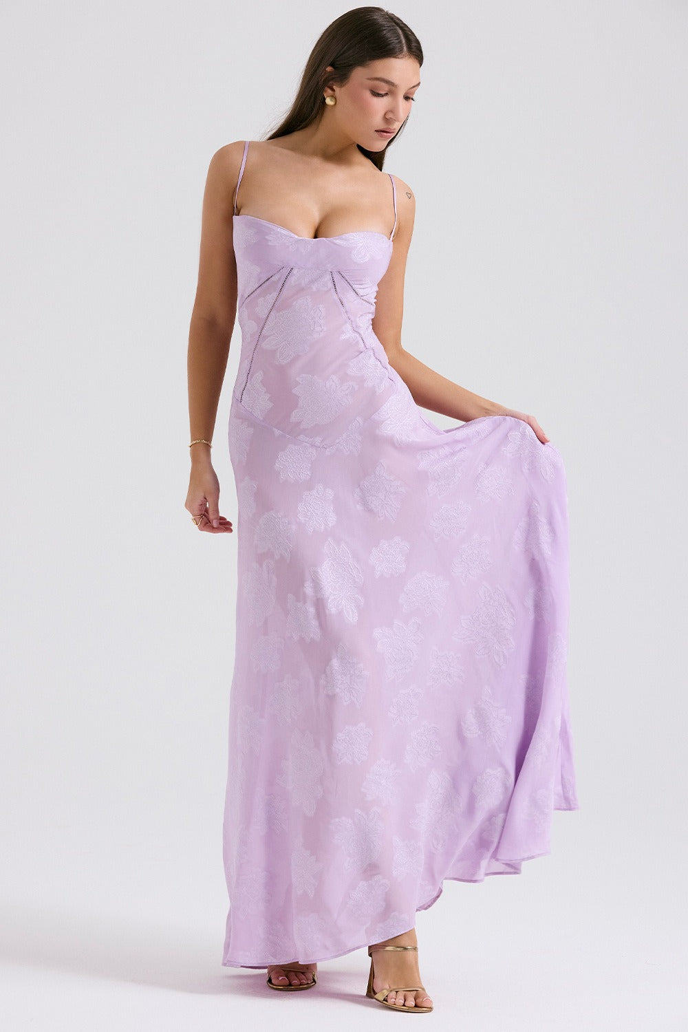 Lace Tie-Strap Romantic Maxi Dress - View 5