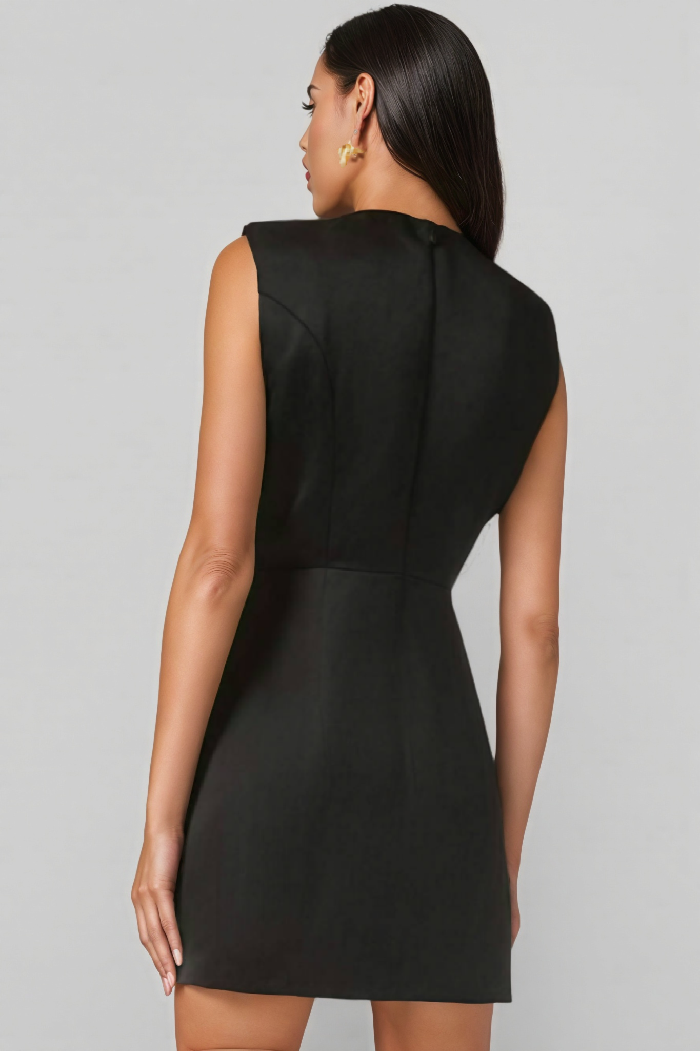 Metallic Floral Appliqué Crew Neck Sleeveless Shift Mini Dress