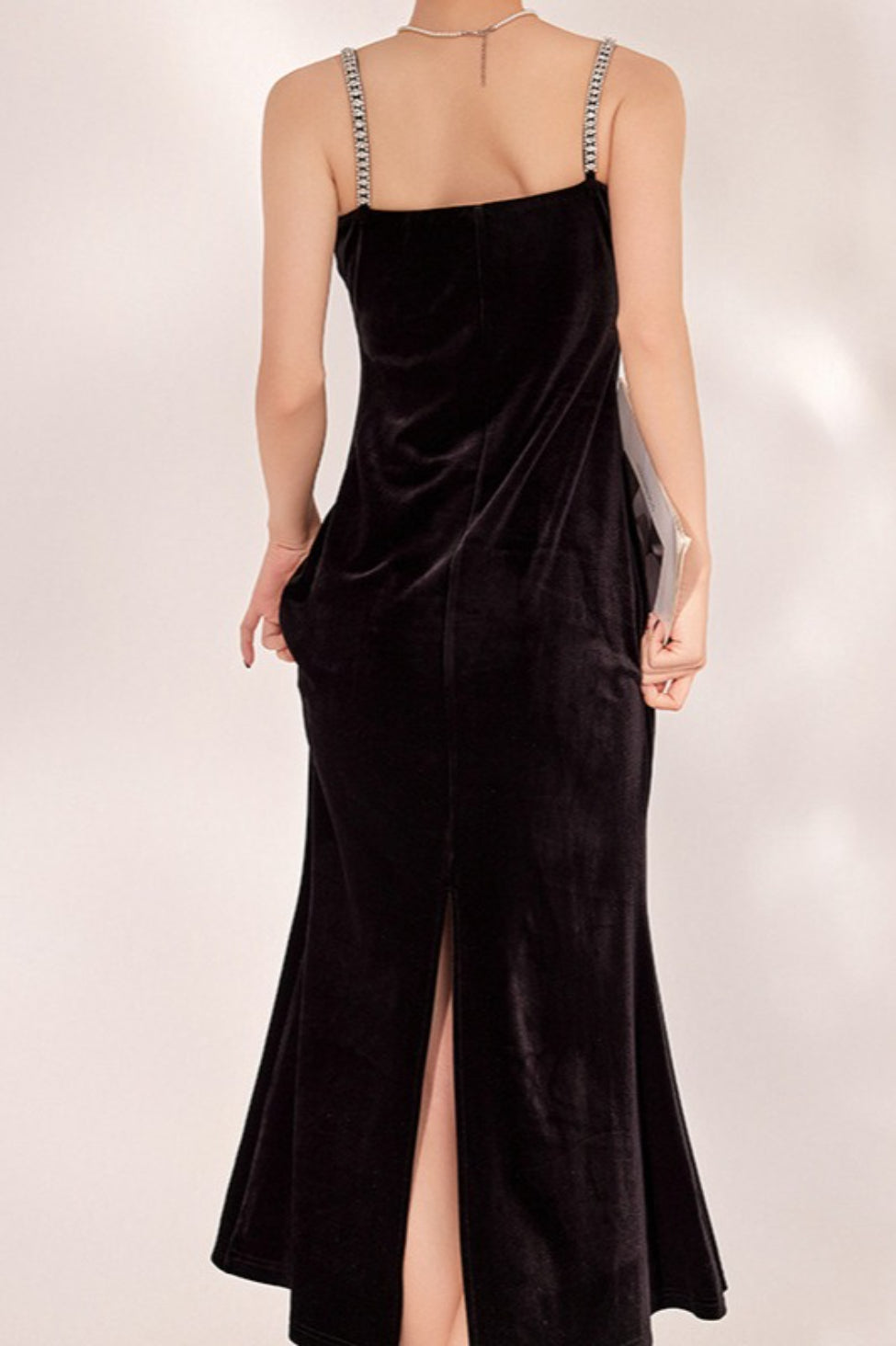 Sexy Velvet Strappy Backless Maxi Dress 2
