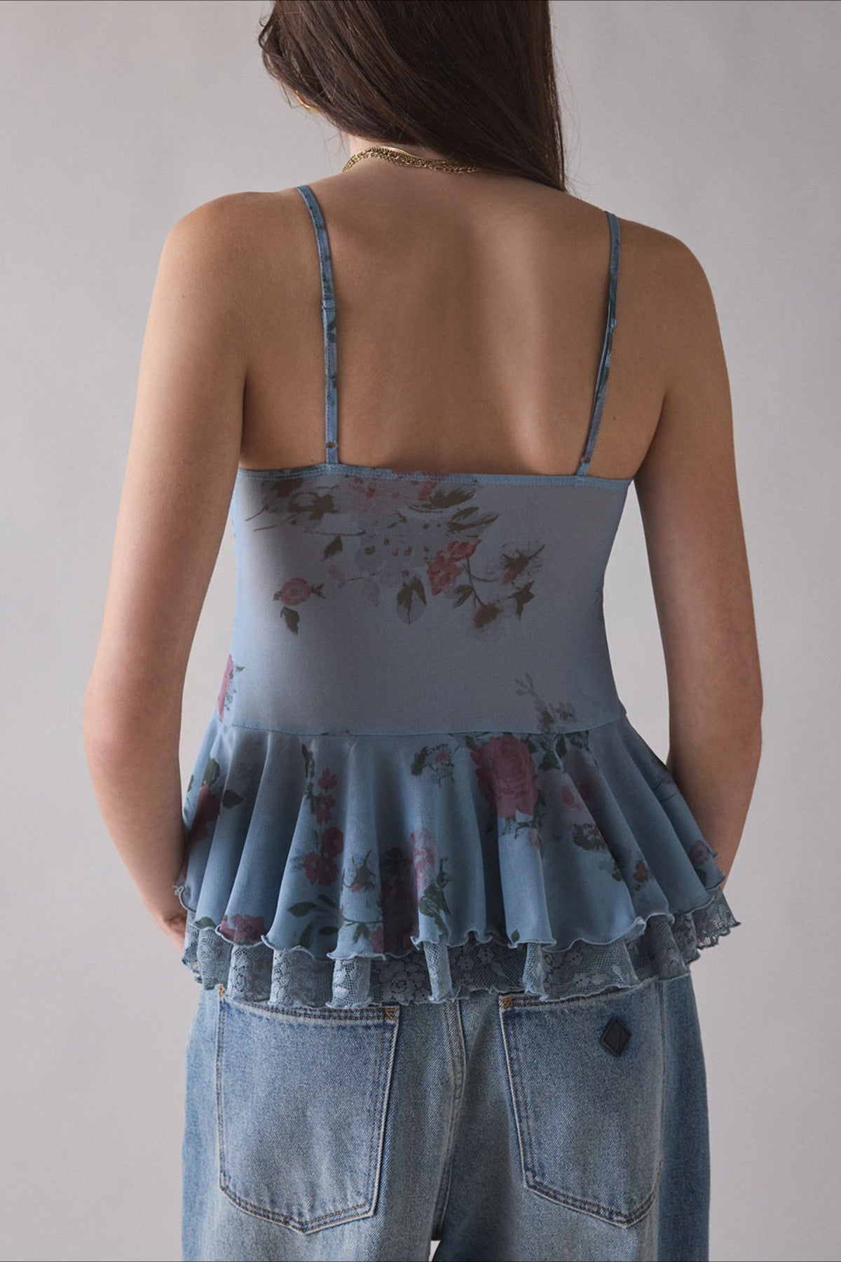 Lace Panel Open Back Cami Top