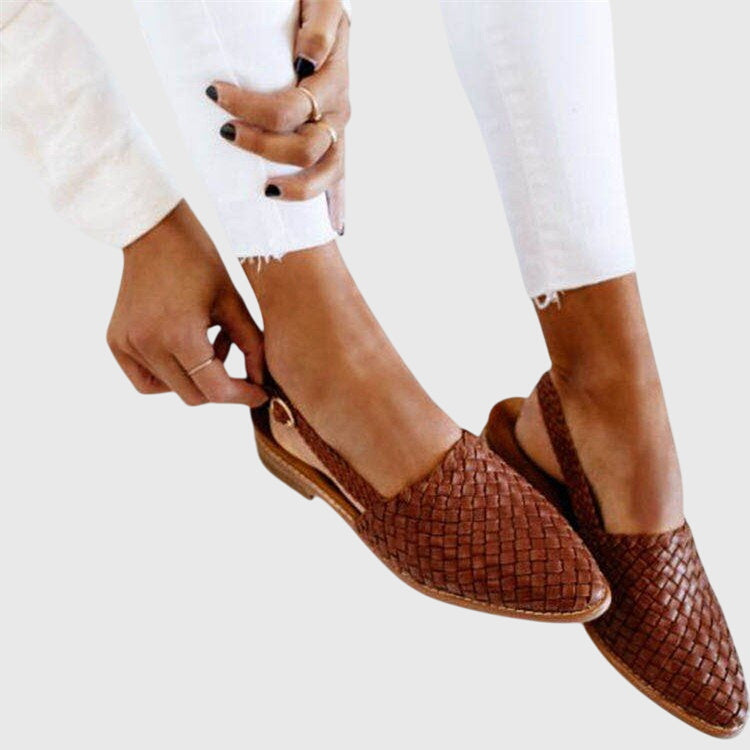 Woven Pointed Toe Slip On Flats 8