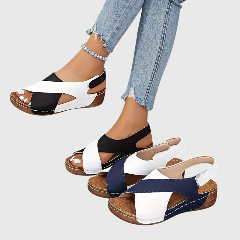 Cross Strap Slingback Wedge Sandals