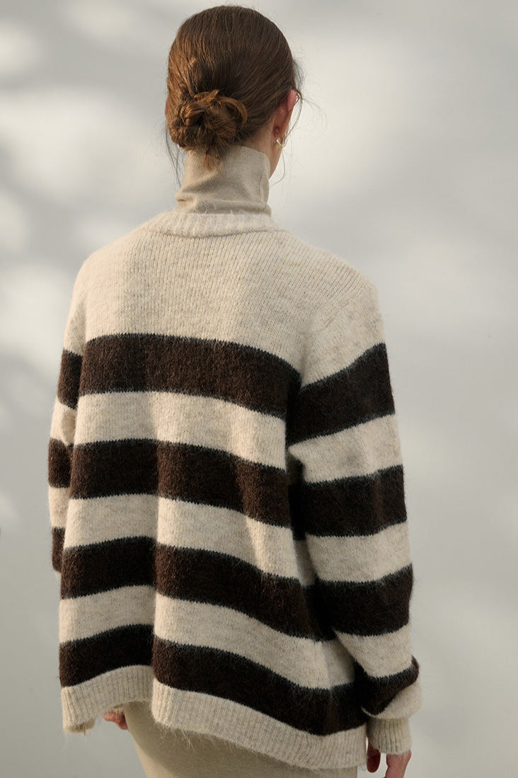 Textured Stripe VNeck Knit Top