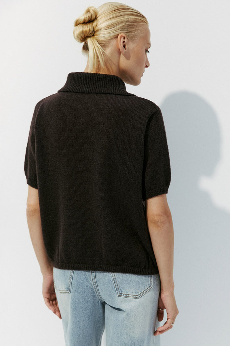 Hollow Out Polo Knit Sweater