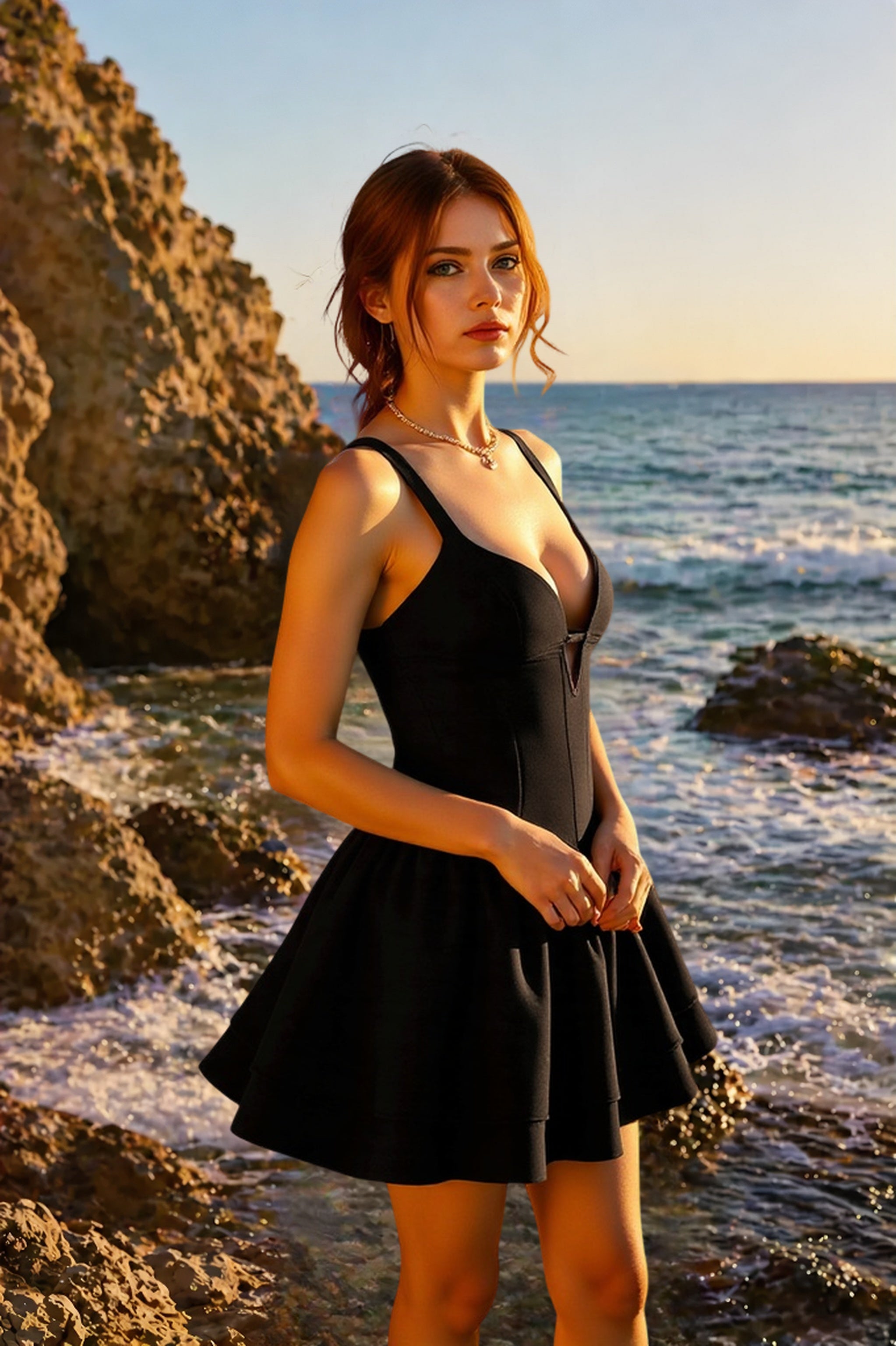 Spaghetti Strap Sweetheart Cut Out Fit and Flare Mini Dress